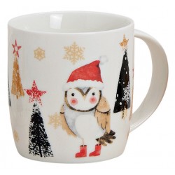 Tasse Noël hibou porcelaine 30 cl