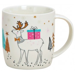 Tasse Noël renne doré porcelaine 30 cl