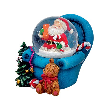 Boule à neige Père-Noël fauteuil bleu