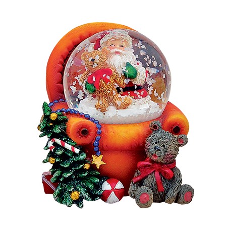 Boule à neige Père-Noël fauteuil orange