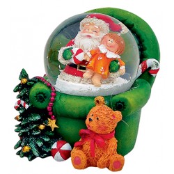 Boule à neige Père-Noël fauteuil vert