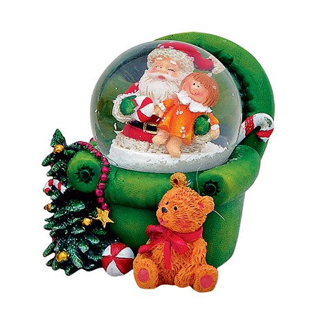 Boule à neige Père-Noël fauteuil vert