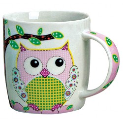 Tasse hibou rose porcelaine 30 cl