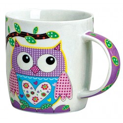 Tasse hibou violet porcelaine 30 cl