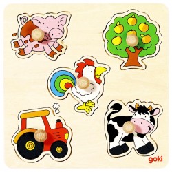 Puzzle enfant en bois à encastrement ferme 5 pièces