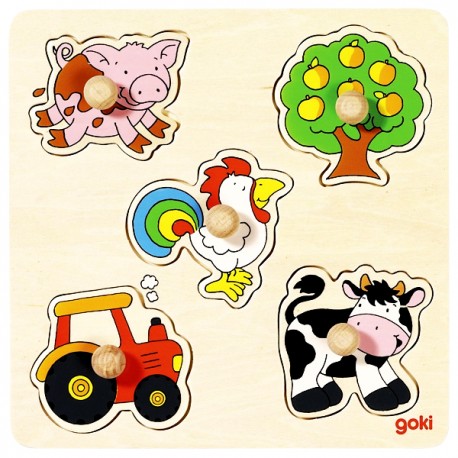 Puzzle enfant en bois ferme 5 pièces