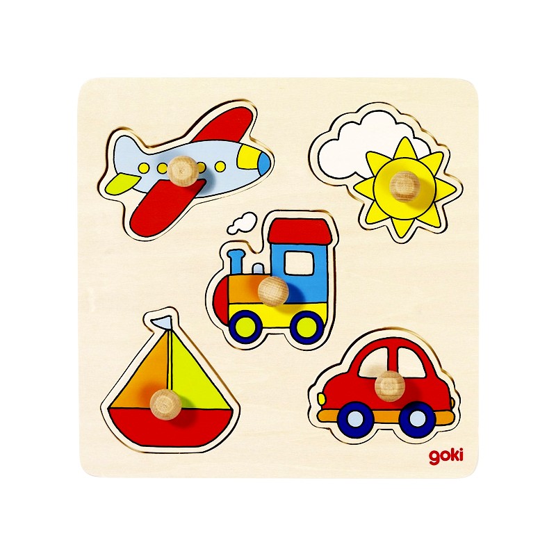 Puzzle enfant en bois à encastrement véhicules 5 pièces - La Magie des  Automates