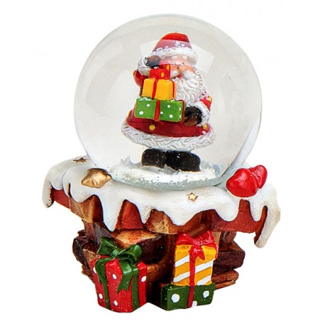 Boule à neige Père Noël 3 cadeaux 6cm