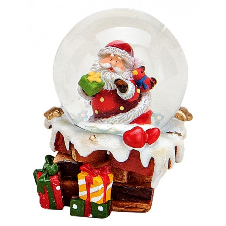 Boule à neige Père Noël cheminée 6cm