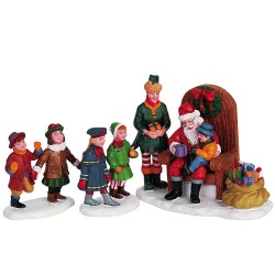 Enfants qui rencontrent le Père Noel