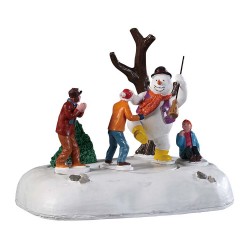 Scène animée Bonhomme de neige et enfants qui dansent Lemax Vail Village