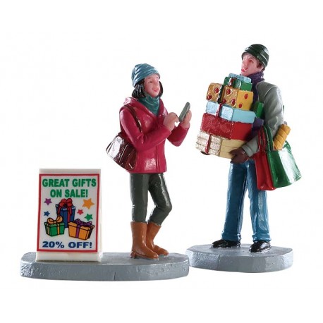 Couple qui fait ses courses de Noel Lot de 2 Lemax