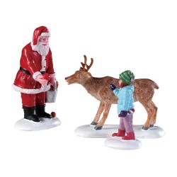 Père Noel renne enfant Lot de 3 Lemax Vail Village