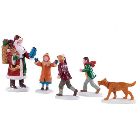 Père Noel avec enfants Lot de 5 Lemax Caddington