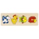 Puzzle enfant en bois vache poule poisson hérisson à encastrement 4 pièces