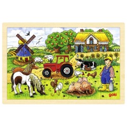 Puzzle cadre enfant en bois ferme 24 pièces