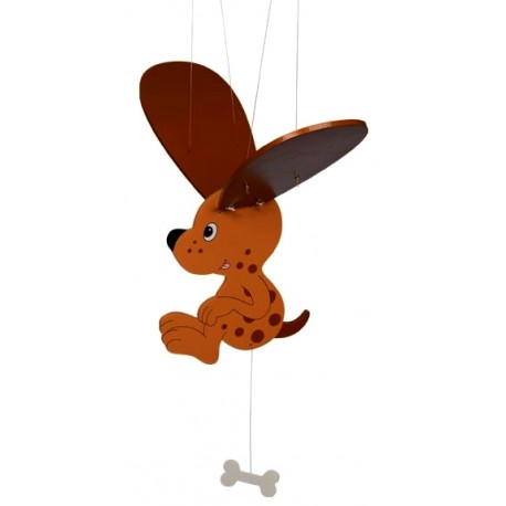 Mobile bébé en bois chien volant envergure 39 cm