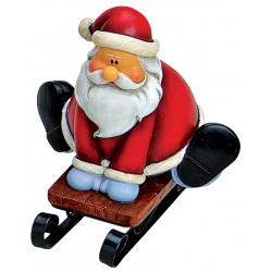 Figurine Père Noël luge assis résine 10 cm
