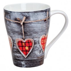 Tasse petits coeurs suspendus porcelaine 30 cl