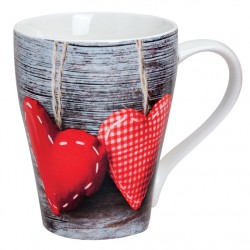 Tasse gros coeurs suspendus porcelaine 30 cl