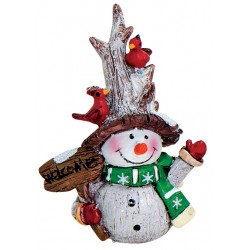 Figurine Bonhomme de neige pancarte résine 8 cm