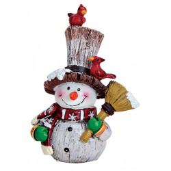 Figurine Bonhomme de neige balai résine 8 cm