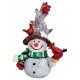 Figurine Bonhomme de neige oiseaux résine 8 cm