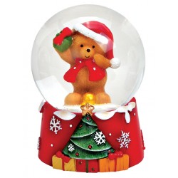 Boule à neige Noël ourson cadeau résine 6 cm