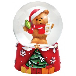 Boule à neige Noël ourson liste résine 6 cm