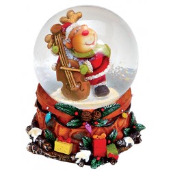 Boule à neige Noël renne violoncelle résine 6 cm