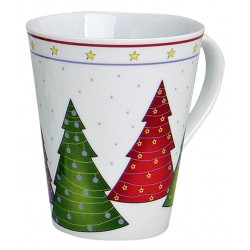 Tasse Noël grands sapins porcelaine 30 cl