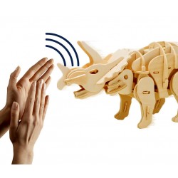 Maquette en bois motorisée Triceratops animé et sonore