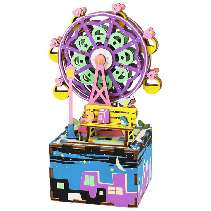 Achat Puzzle 3D DIY Boîte à Musique Grande Roue en Bois, Robotime