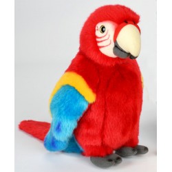 Peluche perroquet rouge jaune bleu 28 cm