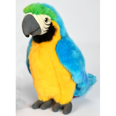 Peluche perroquet bleu jaune vert 28 cm