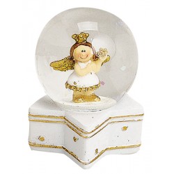 Boule à neige ange doré étoile résine 6 cm
