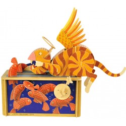 Automate en bois Chat et Poissons Paradis en kit 30 cm