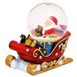 Boule à neige Père Noël traineau rouge résine 7 cm