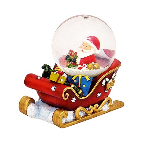 Boule à neige Père Noël traineau rouge résine 7 cm