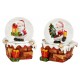 Boule à neige Père Noël sapin et cadeau résine 9 cm