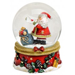 Boule à neige Père Noël lettre hotte résine 9 cm