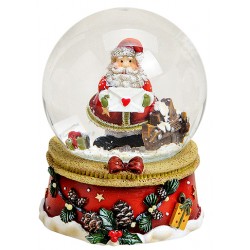 Boule à neige Père Noël lettre barrière résine 9 cm