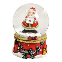 Boule à neige Père Noël lettre devant résine 6 cm