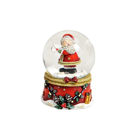 Boule à neige Père Noël lettre côté résine 6 cm