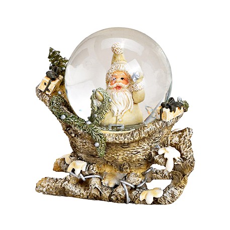 Boule à neige Père Noël sur traineau résine 8 cm