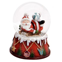 Boule à neige Père Noël luge ballon résine 6 cm