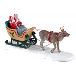 Père Noël et Mère Noël en traîneau Lemax