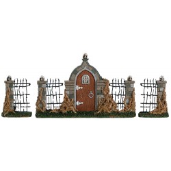 Porte et clôture avec ronces Lot de 3 Lemax Halloween