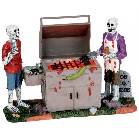 Scène lumineuse Squelettes et barbecue Lemax Halloween