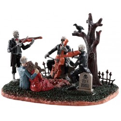 Squelettes musiciens et couple de zombies Lemax Halloween